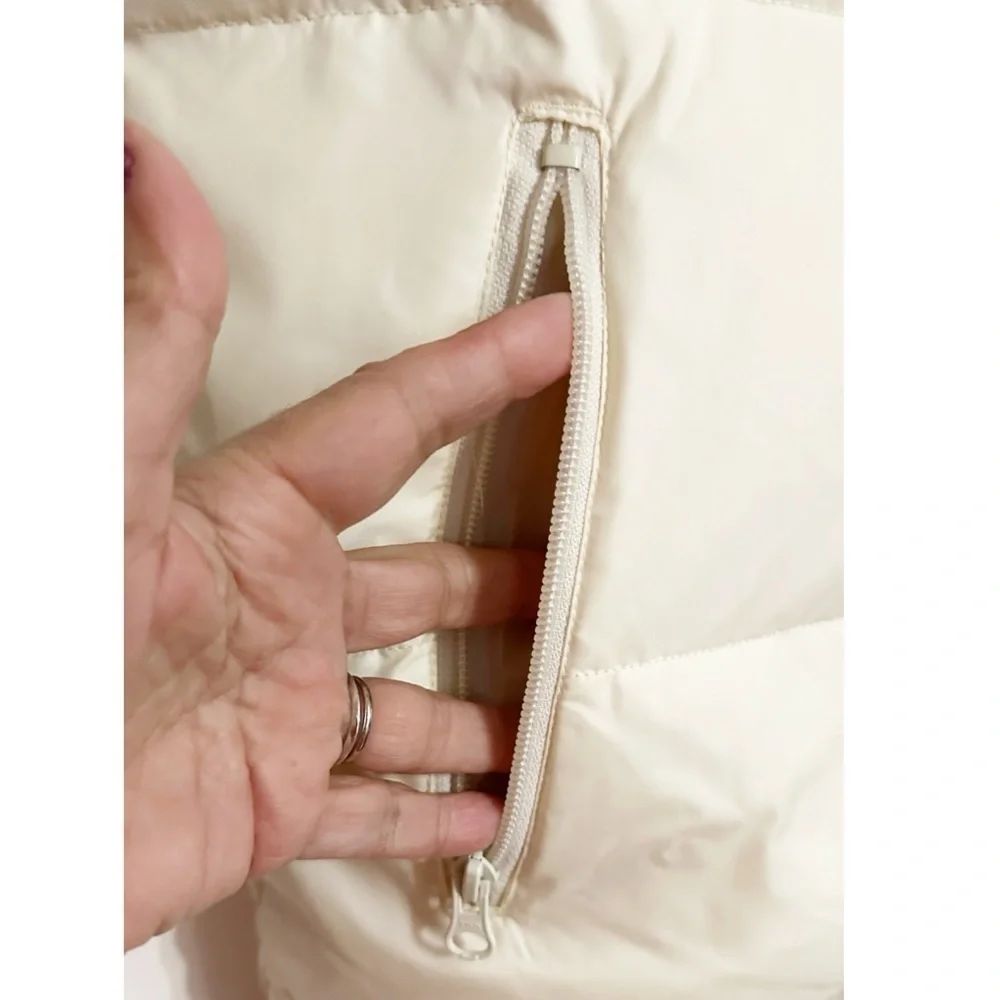 Land End’s Reversible Puff Vest Cream/Pink NWT Sz L - Picture 4 of 7